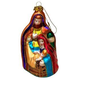 OLD WORLD CHRISTMAS Blown Glass Christmas Ornament Nativity Holy Family 2002 OWC